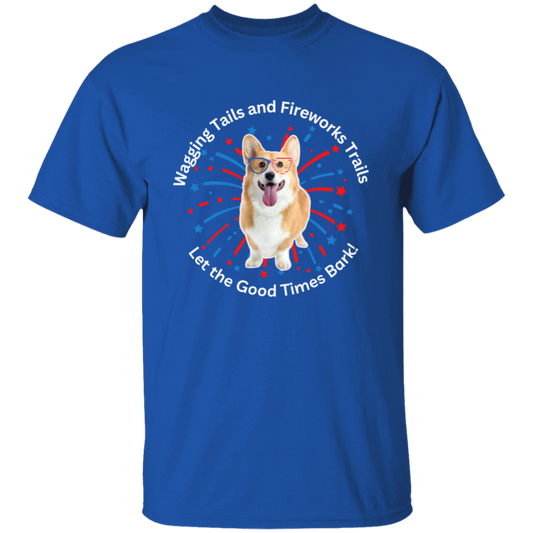 Wagging Tails and Fireworks Trails | Corgi T-shirt