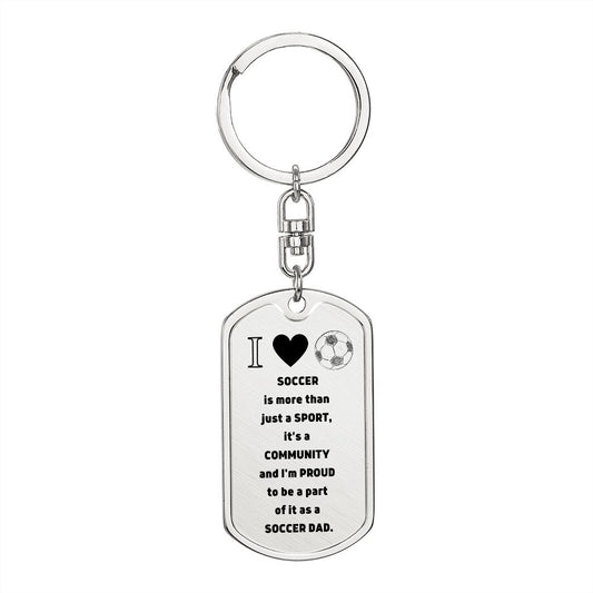 Soccer Dad | Graphic Dog Tag Keychain | Silver/Gold