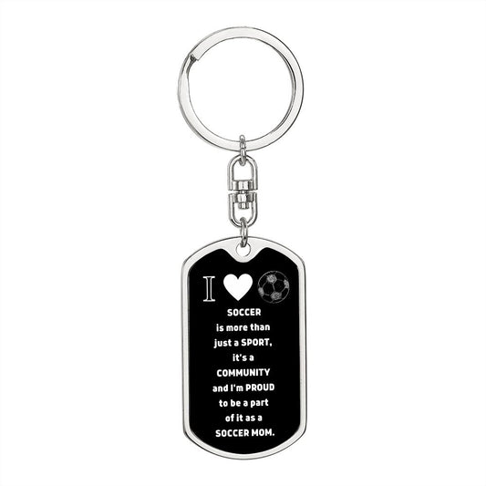 Soccer Mom | Graphic Dog Tag Keychain | Black