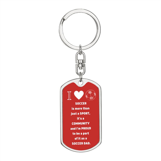 Soccer Dad | Graphic Dog Tag Keychain | Red