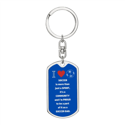 Soccer Dad | Graphic Dog Tag Keychain | Blue