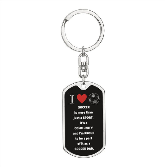 Soccer Dad | Graphic Dog Tag Keychain | Black