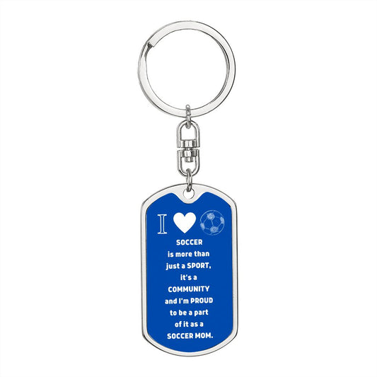 Soccer Mom | Graphic Dog Tag Keychain | Blue